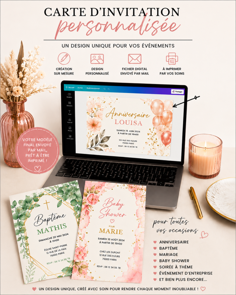 carte d’invitation personnalisée sur mesure